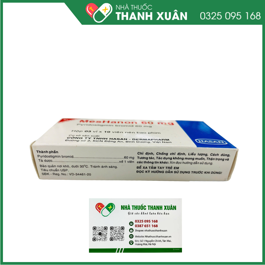 MesHanon 60mg điều trị nhược cơ, tắc ruột, bí tiểu sau phẫu thuật
